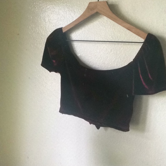 LULUS STYLE BURGANDY VELVET TIE FRONT TWO PIECE! - Picture 4 of 10